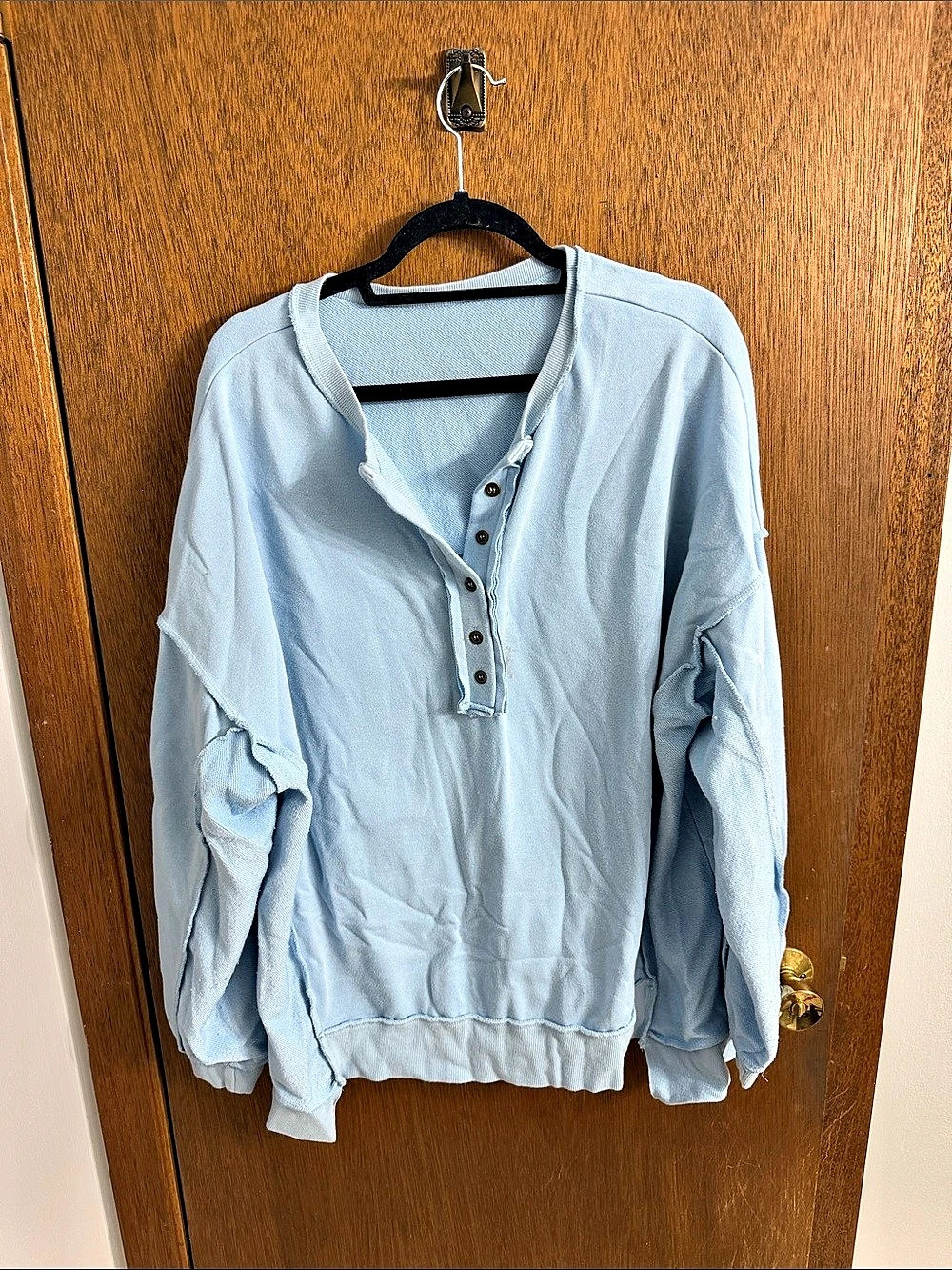 Free People We The Free Camden Henley Sweatshirt Blue